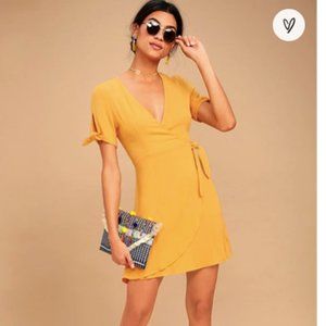 NWT Lulu's Yellow Wrap Dress Size M